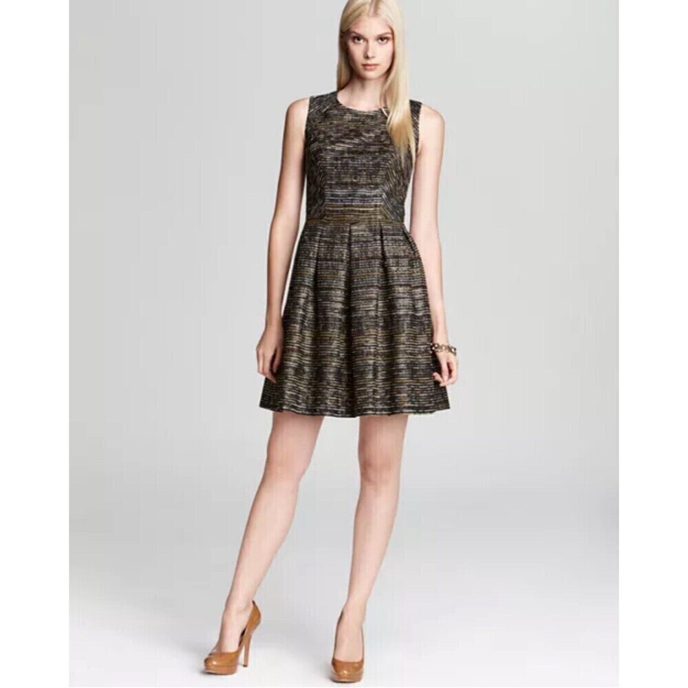 Shoshanna Bridgette Jacquard Cocktail Dress Womens 0 Multicolor Metallic